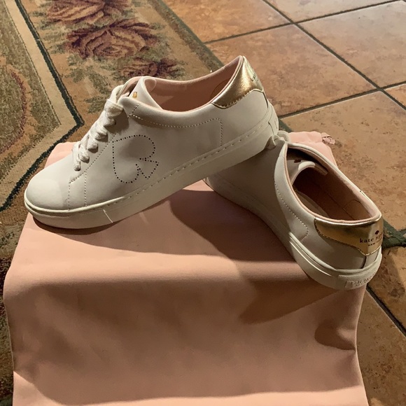 kate spade Shoes - Kate Spade White & Gold Fashion Sneaker (Premium)